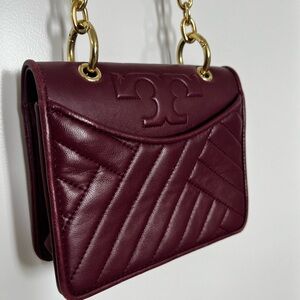 Tory Burch Rich Burgundy Quilted Shoulder Bag